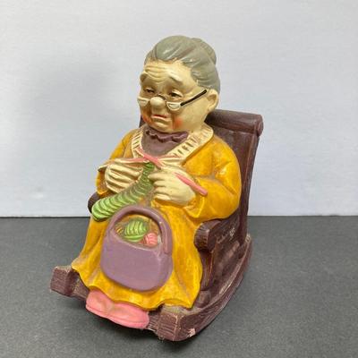 LOT 76S: Grandma's House - Pie Serving Plate, Vintage A Price Import Japan Grandma Musical Rocking Chair and More