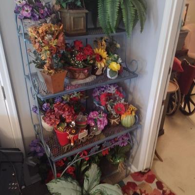 Large Collection of Artificial Flowers, Plants, and Pots (Excludes Shelving Items)