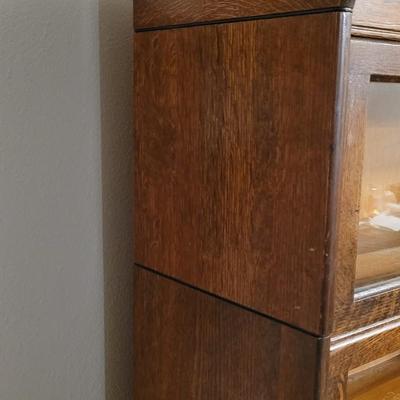 Antique 1800s Tiger Oak Barrister Bookcase 4 Tier