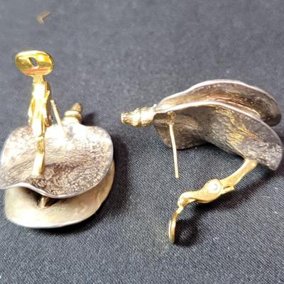 Venus Flytrap Earrings Sterling and 14K gold