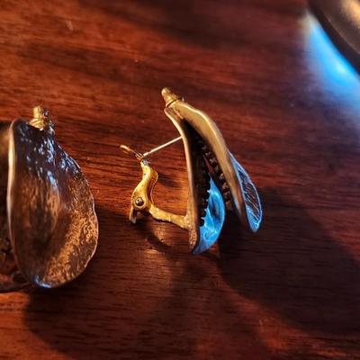 Venus Flytrap Earrings Sterling and 14K gold