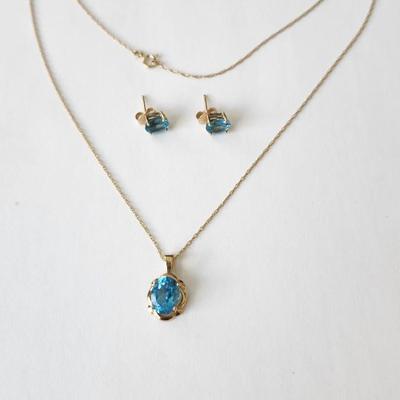 Topaz Earrings and Pendant set in 14K Gold