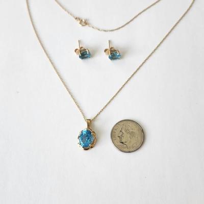 Topaz Earrings and Pendant set in 14K Gold