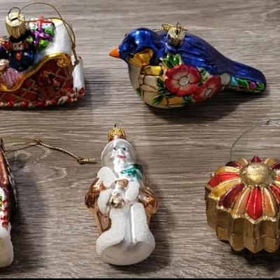 Vintage Made in Poland Glass Christmas Ornaments