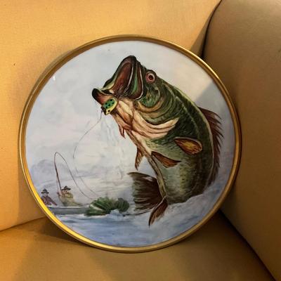 398 Vintage Handpainted Hutschenreuther Selb Bass Fishing Charger