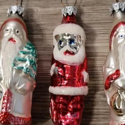 Vintage Glass Santa Ornaments