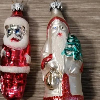Vintage Glass Santa Ornaments