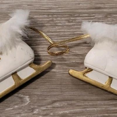 Vintage His & Hers Porcelain Ice Skates Ornaments