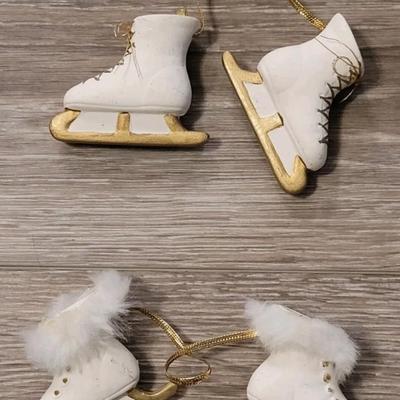 Vintage His & Hers Porcelain Ice Skates Ornaments