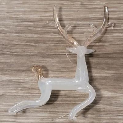 (2) Blown Glass Reindeer Ornaments
