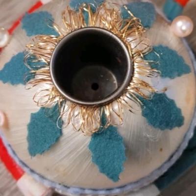 Vintage 1950s Elf Christmas Ball Ornament Candle Holders