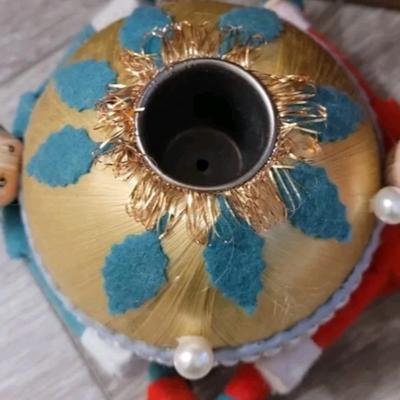 Vintage 1950s Elf Christmas Ball Ornament Candle Holders