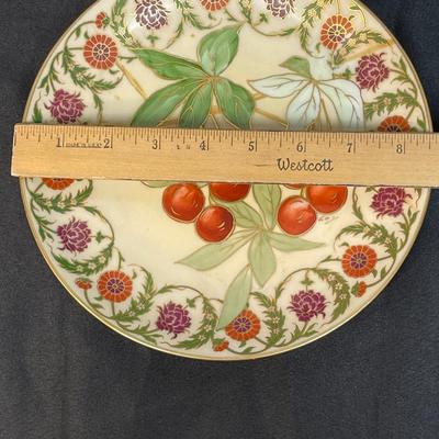 Hand-painted Cherries Leaves Flowers Vintage Flambeau Decorative Plate Limoges France