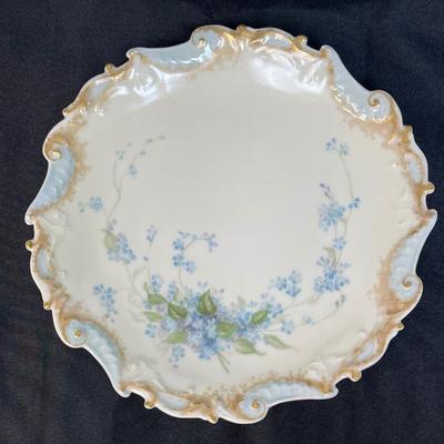 Decorative Limoges Plate Blue Flowers Gold Gilt 8