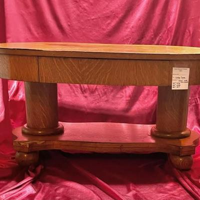 Antique Oak Coffee table Quartersawn Pedestal with drawer