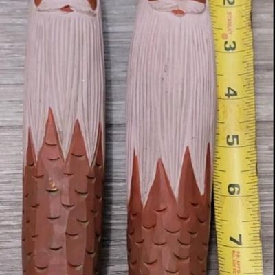 Vintage Large Carved Wood Santa's