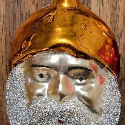 (3) Vtg Czechslovakia Mercury Glass Santa Heads Christmas Ornaments Hand Painted