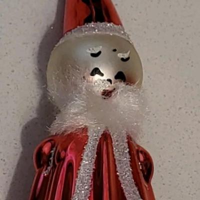 Vintage De Carlini Santa Claus Italian Hand Blown Glass Ornament