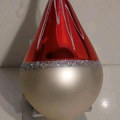 Vintage De Carlini Santa Claus Face Italian Hand Blown Glass Ornament
