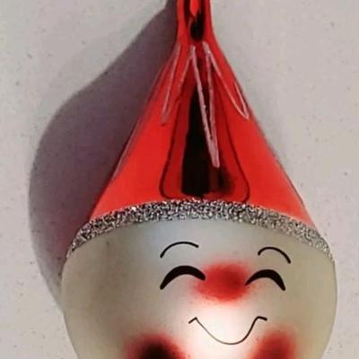 Vintage De Carlini Santa Claus Face Italian Hand Blown Glass Ornament