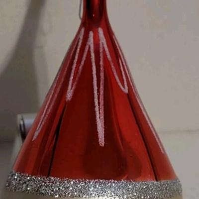 Vintage De Carlini Santa Claus Face Italian Hand Blown Glass Ornament