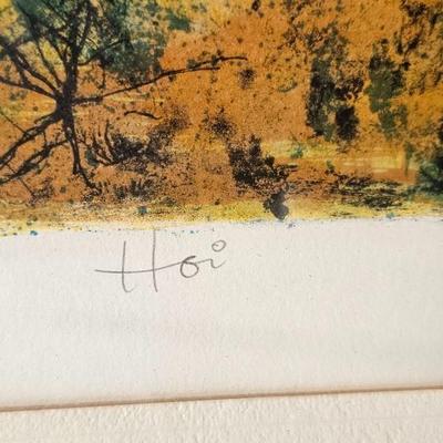 Signed and numbered lithograph print frame is 24" x 30" Artist "Hoi"