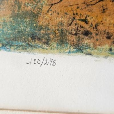 Signed and numbered lithograph print frame is 24" x 30" Artist "Hoi"