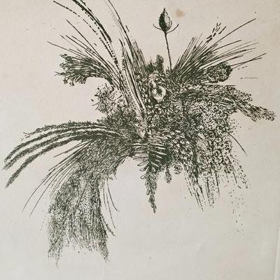 Signed and numbered Baskin print 1966 A bouquet of Wild Grasses