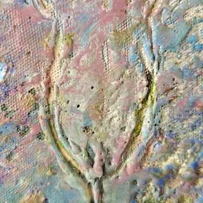 Bascha Mon "Poppy Fields/ Heroin Dreams" Encaustic and collage on paper