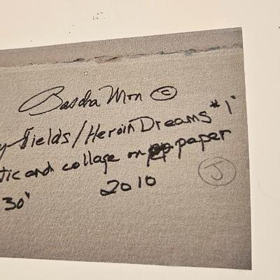 Bascha Mon "Poppy Fields/ Heroin Dreams" Encaustic and collage on paper