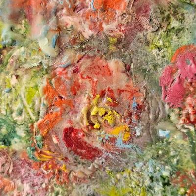 Bascha Mon "Poppy Fields/ Heroin Dreams" Encaustic and collage on paper