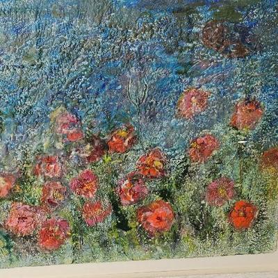 Bascha Mon "Poppy Fields/ Heroin Dreams" Encaustic and collage on paper