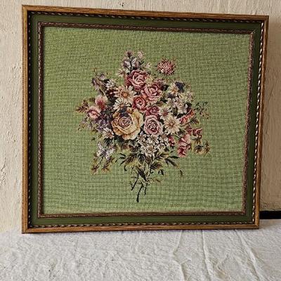 Large Vintage Needlepoint of flowers