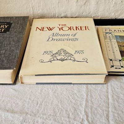 3 Vintage books Lot The New Yorker Album of Drawings, Frank Lloyd Wright, The History of Art