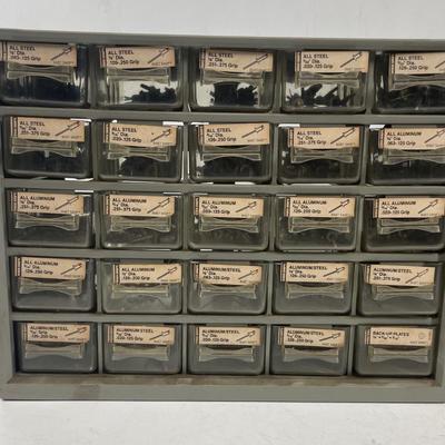 Pair of 25-drawer Hardware Organizers and contents