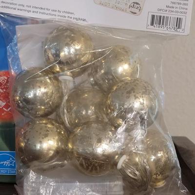 Holiday Lights, Brass Bells and Felt Bird Ornament