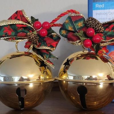 Holiday Lights, Brass Bells and Felt Bird Ornament