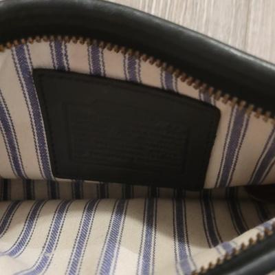 Vintage Black Leather COACH Zippered Cosmetic Bag