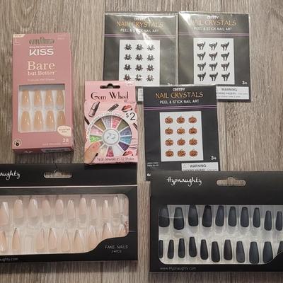 New in the Box Faux Fingernails, Nail Stickers, and Nail Adornment Set