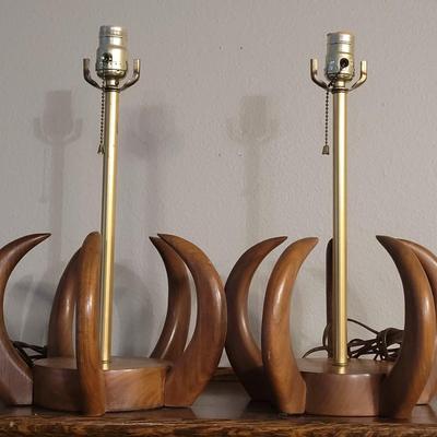 Vintage MCM Walnut Lamps