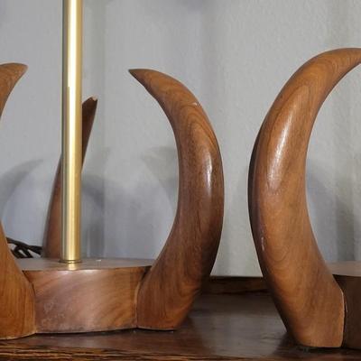 Vintage MCM Walnut Lamps