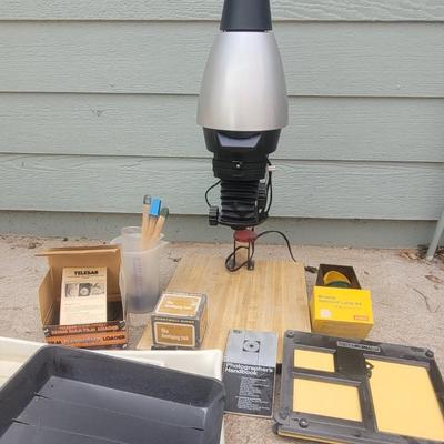 Photo Enlarger and Developing Set Up