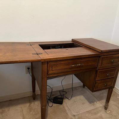 Kenmore Sewing Table W/ Machine & Chairâ€”Machine Runs