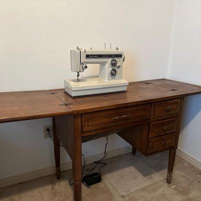 Kenmore Sewing Table W/ Machine & Chairâ€”Machine Runs