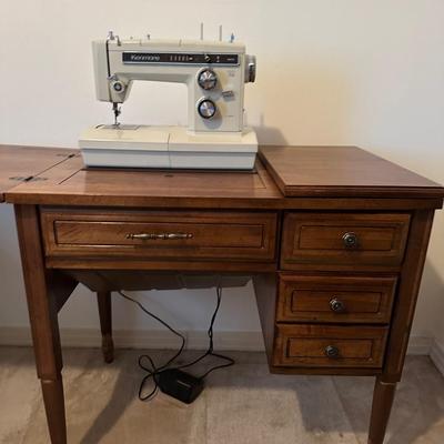 Kenmore Sewing Table W/ Machine & Chairâ€”Machine Runs