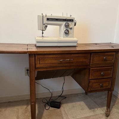 Kenmore Sewing Table W/ Machine & Chairâ€”Machine Runs