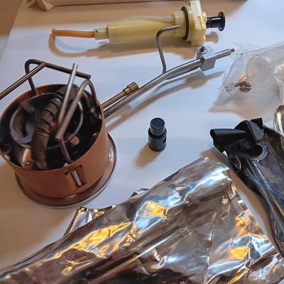 Model G/K MSR Stove with a nice set of Mirro camping / pack pans and silverware set