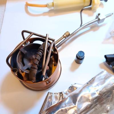 Model G/K MSR Stove with a nice set of Mirro camping / pack pans and silverware set