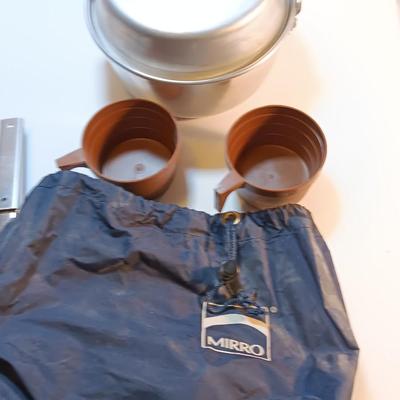 Model G/K MSR Stove with a nice set of Mirro camping / pack pans and silverware set