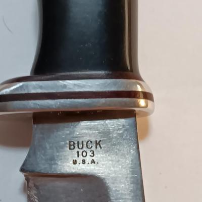 Nice BUCK 103 Skinner Fixed Blade Knife 8.5" with leather sheath